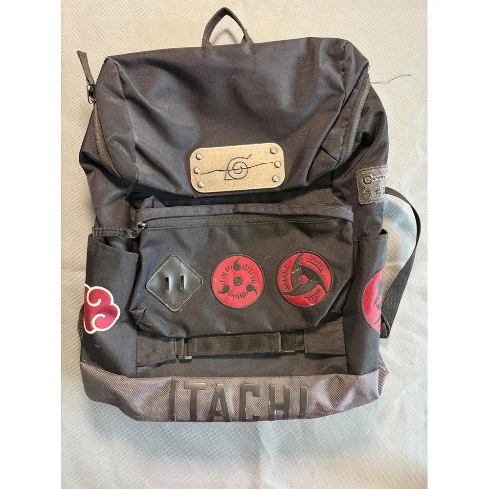 Naruto Shippuden Itachi Uchiha Akatsuki Backpack 20th Anniversary Black Canvas